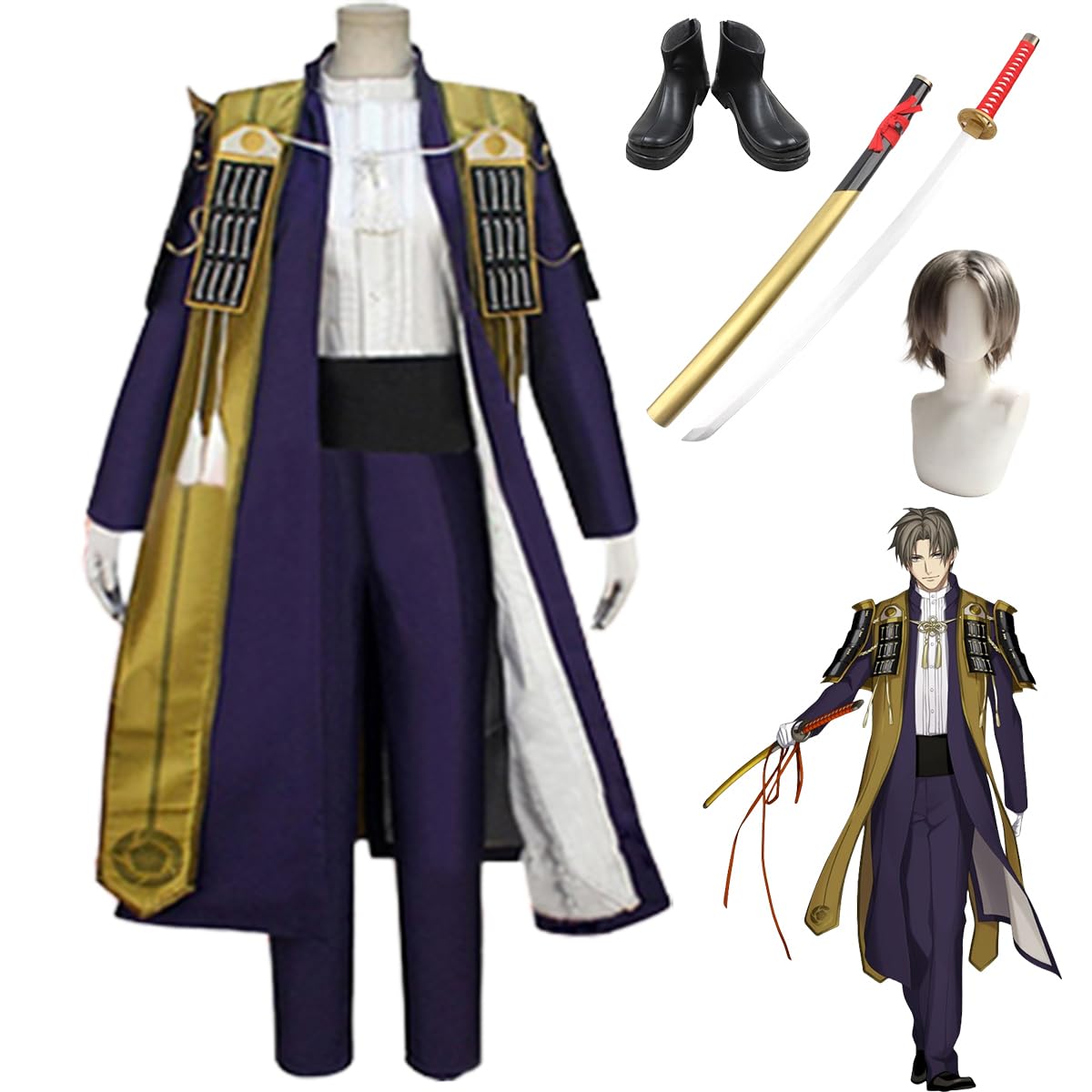 へし切長谷部 コスプレ 衣装＋‪防具＋模造刀＋ウィッグ フルセット 刀剣乱舞 Amazon | [HAOJEE]へし切長谷部 コスプレ 戦闘服 武士服 刀剣乱舞 廻